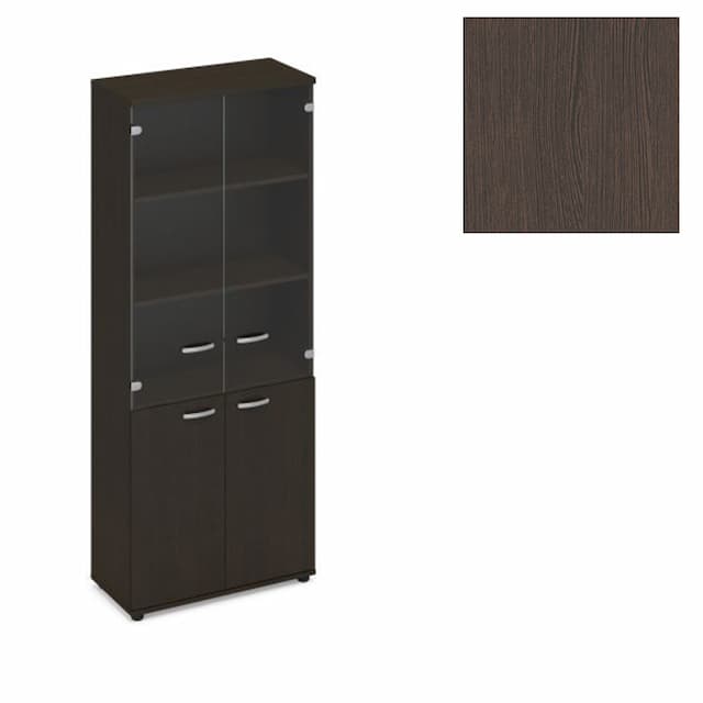 Шкаф для документов со стеклянными прозрачными дверьми Юнитекс А4 (78x36.4x193) А4 9379 ВТ венге