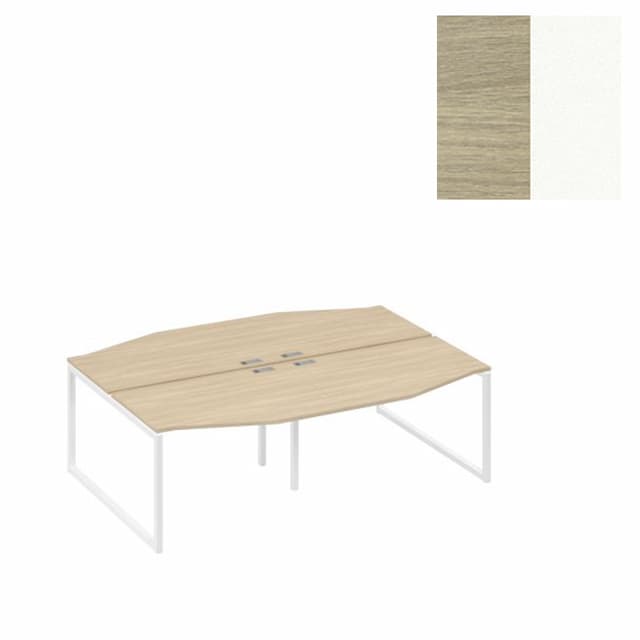 Рабочая станция Юнитекс А4 со столами Техно (4х120) на металлокаркасе DUE А4 Б2 189-2 ДК (240x184x75) дуб скандинавский/металлокаркас белый