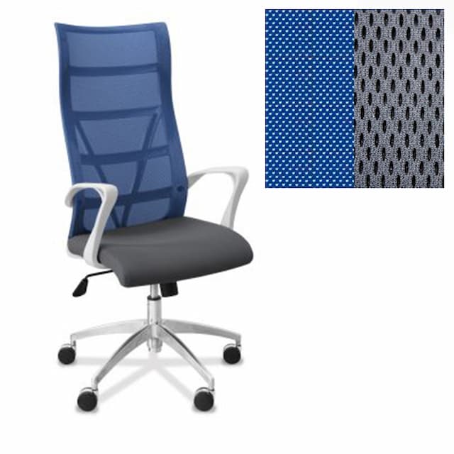 Офисное кресло Юнитекс Топ X белый каркас сетка/ткань TW синяя/серая