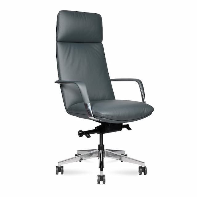 Кресло офисное Norden Neo HD-2218H grey (серая кожа/алюминиевая база)