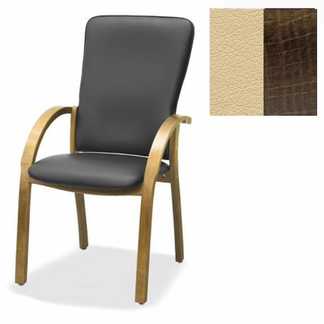 Стул Юнитекс Джуно комфорт экокожа премиум бежевая CN1123/дерево-тёмный орех аида