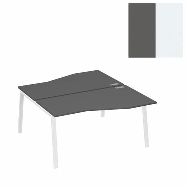 Рабочая станция Юнитекс А4 (2х160) столы Техно на опорах TRE А4 Б3 191 АР (160x184x75) антрацит премиум/металлокаркас белый