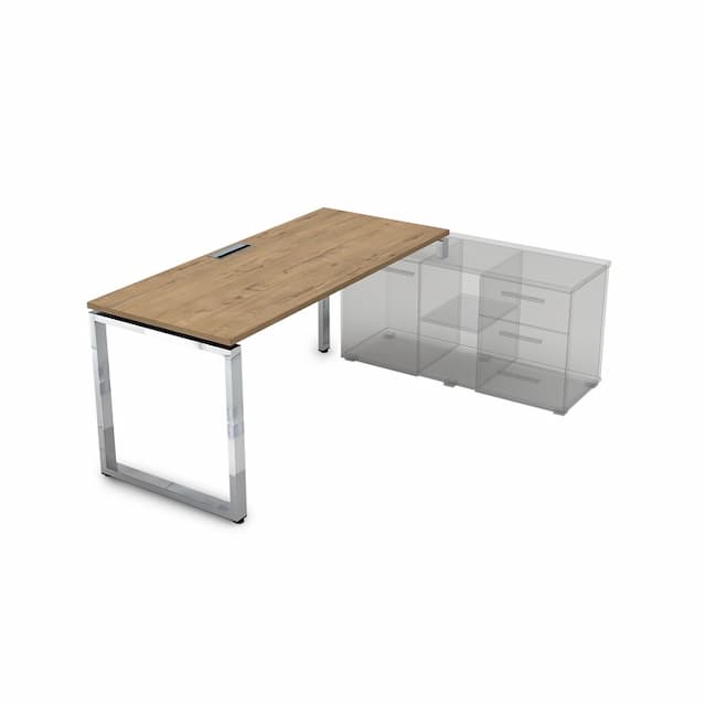 Стол рабочий, прямолинейный, правый АЛСАВ Gloss line НСТП-О.974 teakwood/металл глянец