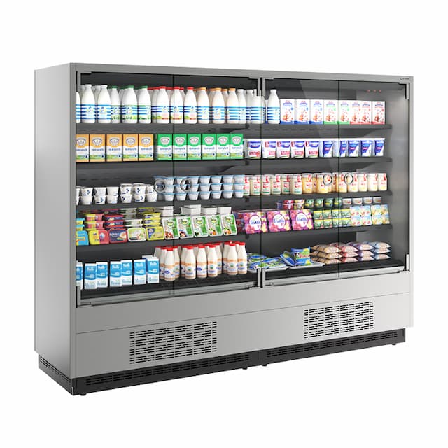 Витрина холодильная Carboma FC20-07 VM 2,5-1 0030 боковина металлическая с зеркалом (9006-9005) Cube 2 LIGHT фронт X0